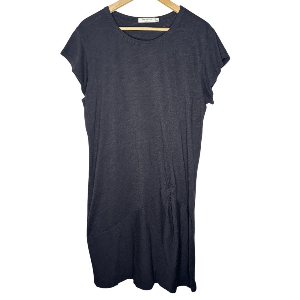 Mododoc Los Angeles | 100% Cotton Black Asymmetrical Hem Midi Dress | Size Large